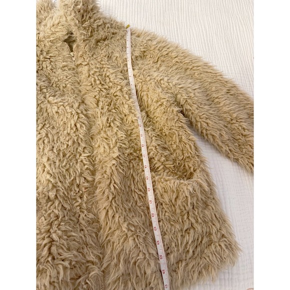 Molly Bracken Beige Shaggy Faux Fur Zip Up Jacket Women's Size Medium - Picture 6 of 7